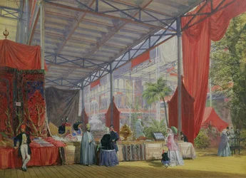 Una Parte del Transepto de la Gran Exposición de 1851, mostrando Puestos con los Productos de Turquía, 1851